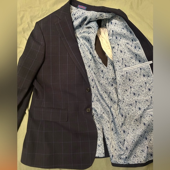 English Laundry Navy Blue Windowpane Suit - Picture 3 of 4